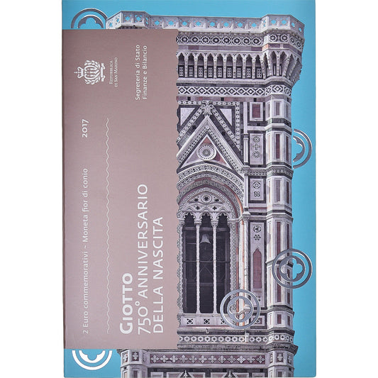 Saint-Marin,
2 euros,
750 anniversaire de la naissance de Giotto