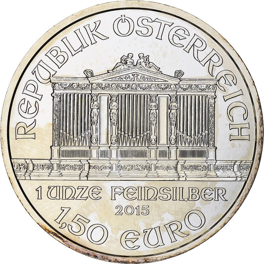 Autriche,
1,5 euro / 1 oz,
Orchestre philharmonique