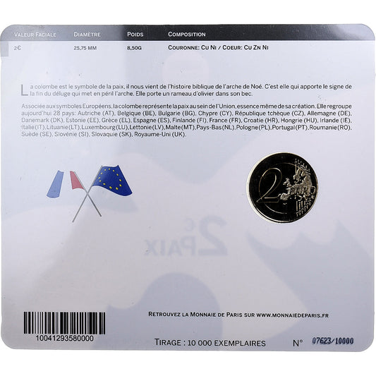 France,
2 euros,
Paix en Europe