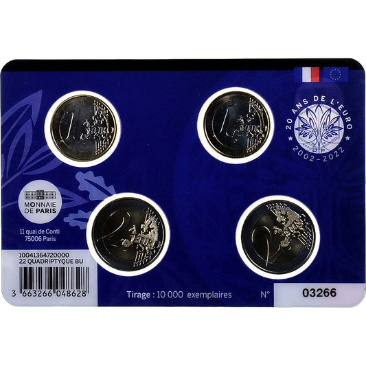 France,
1€ & 2€ x2,
20 Ans de l'Euro