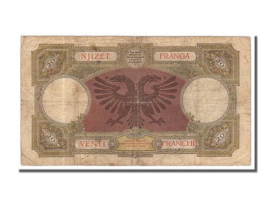Billet de banque,
Albanie,
20 Frangues