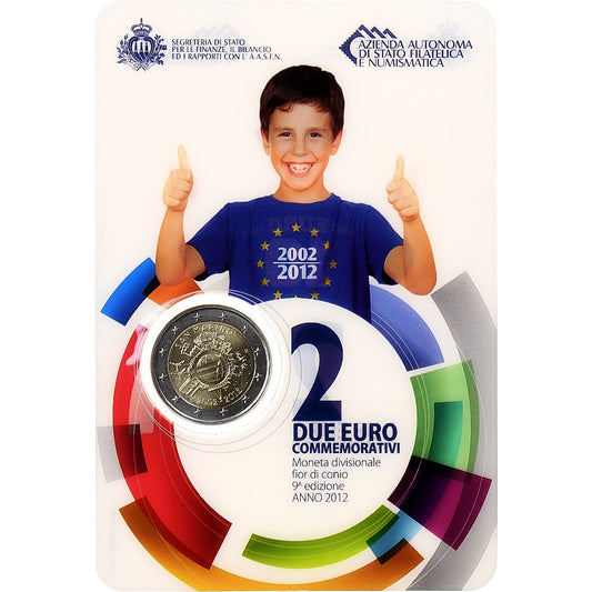 Saint-Marin,
2 euros,
10 ans d'euros en espèces