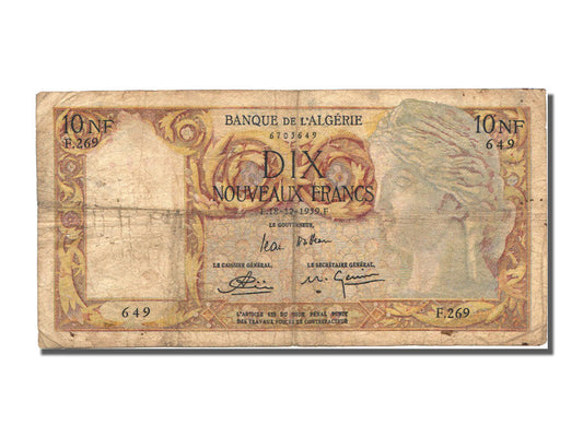 Billet de banque, 
  
  Algérie, 
  
  10 Nouveaux Francs