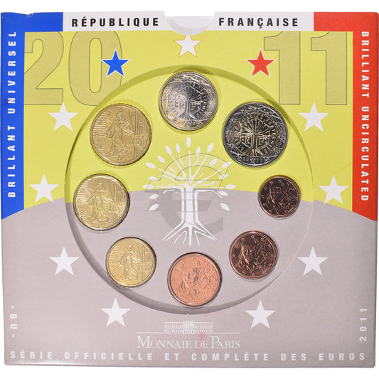 France, 

1 centime à 2 euros, 

2011
