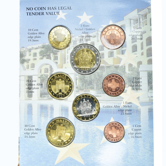 Malte, 

1 centime à 2 euros, 

2004
