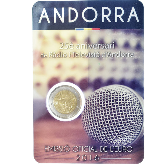 Andorre, 
  
  2 euros, 
  
  25ème anniversaire de la radio-télé