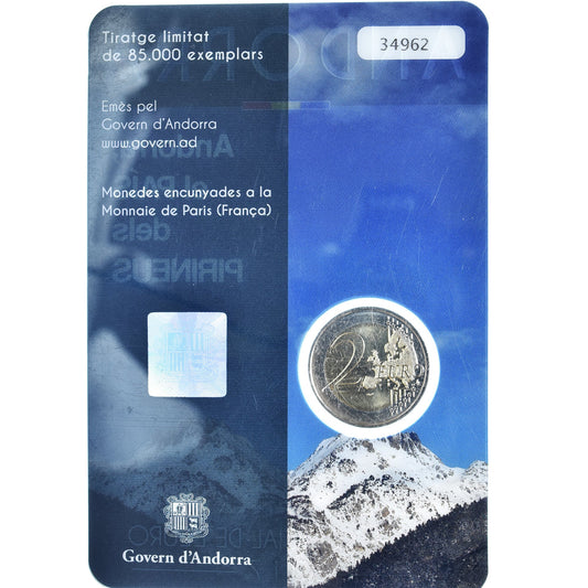 Andorre, 
  
  2 euros, 
  
  Pyrénées