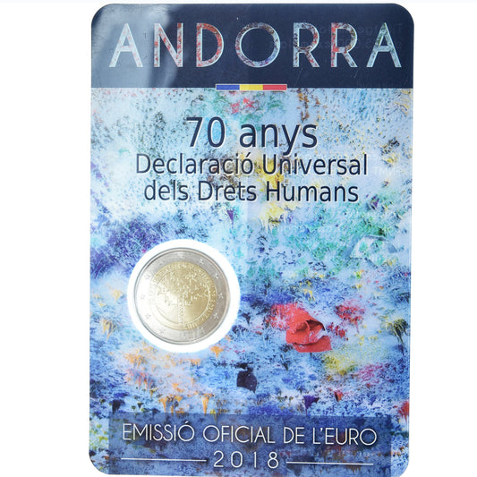 Andorre, 
  
  2 euros, 
  
  70 ans de la déclaration universelle des droits de l'homme
