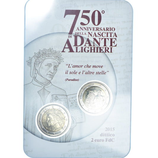 Italie, 
  
  2 euros, 
  
  Dante Alighieri