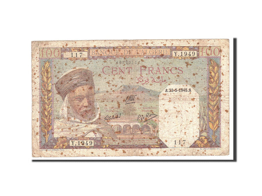 Billet de banque, 

Algérie, 

100 francs