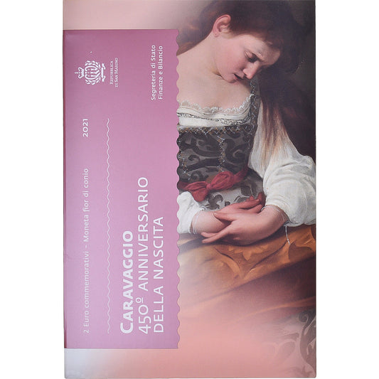 Saint-Marin, 
  
  2 euros, 
  
  450 ans de la naissance de Caravage