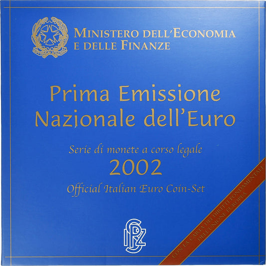 Italie, 

1 centime à 2 euros, 

2002
