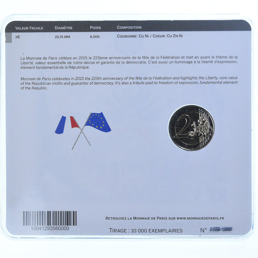 France, 
  
  2 euros, 
  
  225ème anniversaire de la fête de la fédération