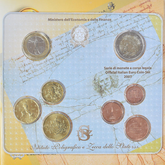 Italie, 

Coffret 1 ct. - 2 euros, 

2007
