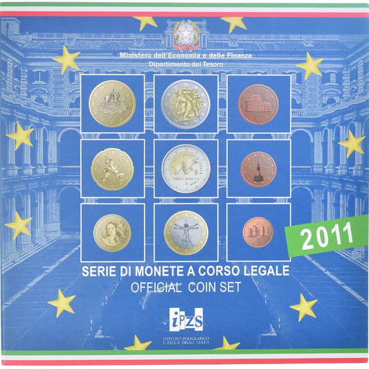 Italie, 

Coffret 1 ct. - 2 euros, 

2011