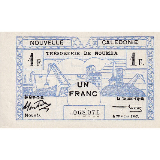 Billet de banque, 

Nouvelle-Calédonie, 

1 franc