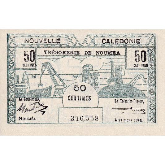 Billet de banque, 
  
  Nouvelle-Calédonie, 
  
  50 centimes