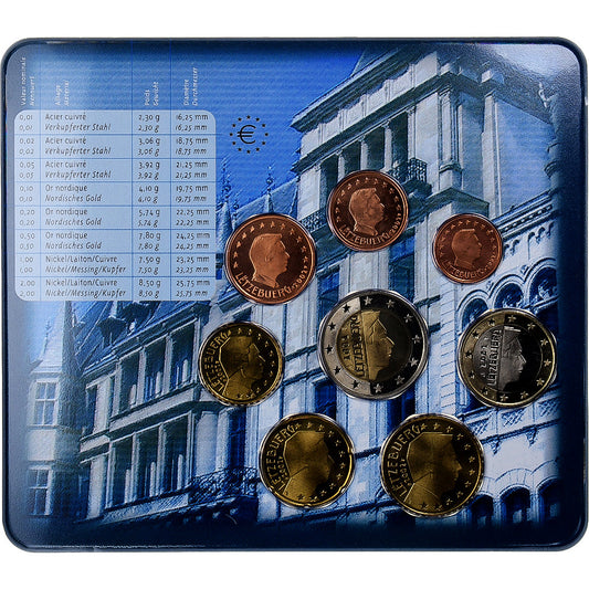 Luxembourg, 

Coffret 1 ct. - 2 euros, 

Carte à pièces.FDC