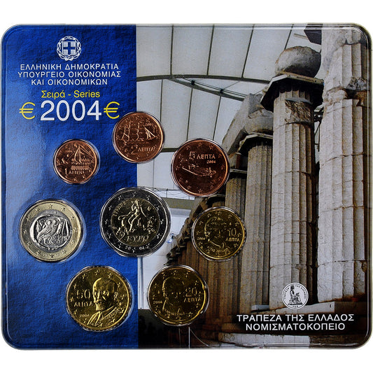 Grèce,

Coffret 1 ct. - 2 euros,

Carte à pièces BU