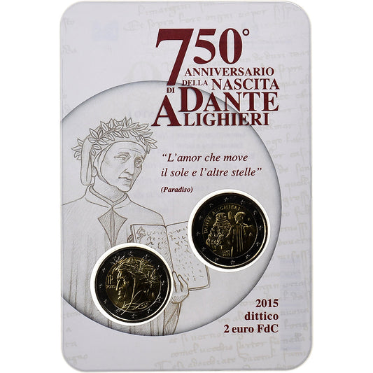Italie, 
  
  2x 2 euros, 
  
  Dante Alighieri