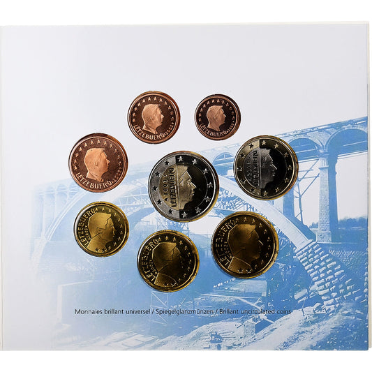 Luxembourg, 

1 centime à 2 euros, 

Pont Adolphe
