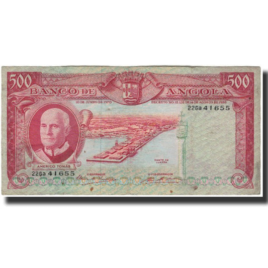 Billet de banque, 
  
  L'Angola, 
  
  500 escudos