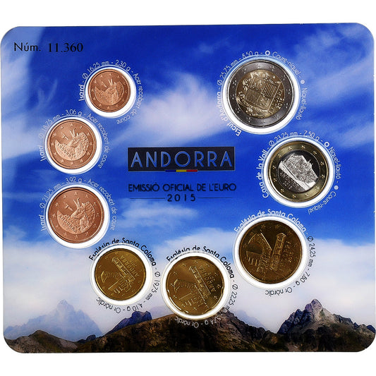 Andorre, 

1 centime à 2 euros, 

BU