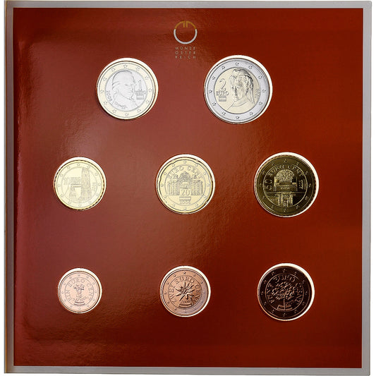 Autriche, 
  
  Ensemble 1 ct. - 2 euros, 
  
  série FDC