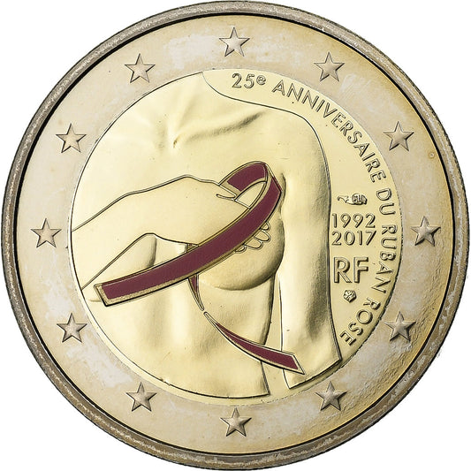 France, 
  
  2 euros, 
  
  Ruban Rose