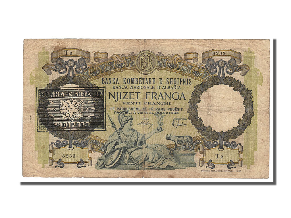 Billet de banque, 
  
  Albanie, 
  
  20 Frangues