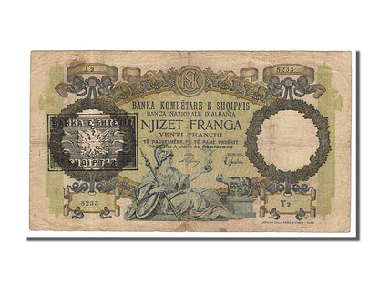 Billet de banque, 
  
  Albanie, 
  
  20 Frangues