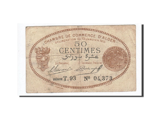 Billet de banque, 
  
  Algérie, 
  
  50 centimes