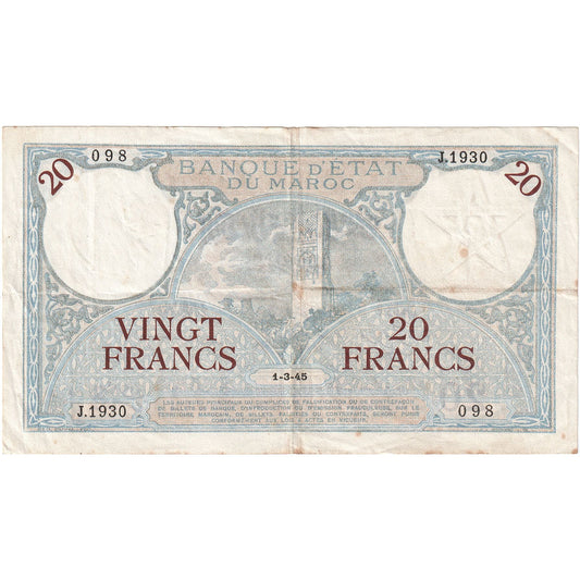 Maroc, 

20 francs, 

1928-1929