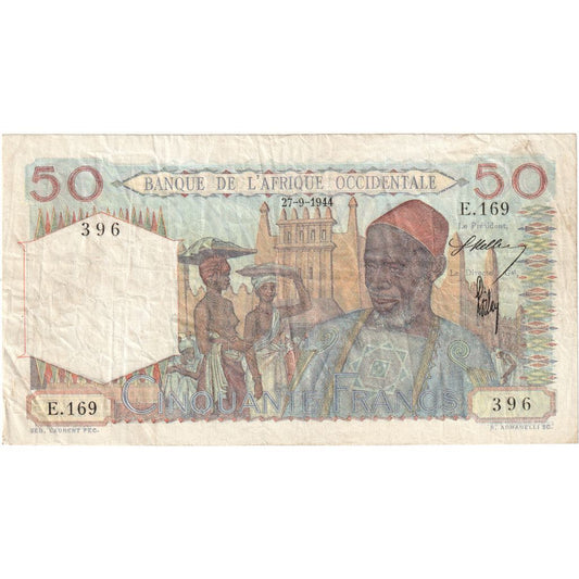 Afrique-Occidentale française, 

50 francs, 

1944
