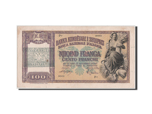 Billet de banque, 
  
  Albanie, 
  
  100 Frangues