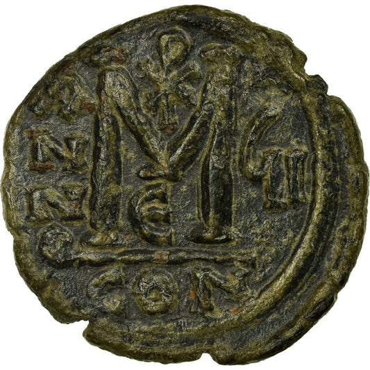 Pièce de monnaie, 
  
  Justin II et Sophie, 
  
  Follis