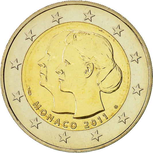 Monaco, 
  
  2 euros, 
  
  Mariage Princier
