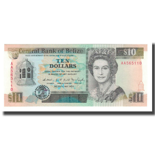 Billet de banque, 

Belize, 

10 dollars
