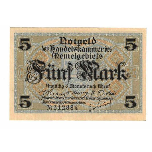 Billet de banque, 
  
  Mémel, 
  
  5 points