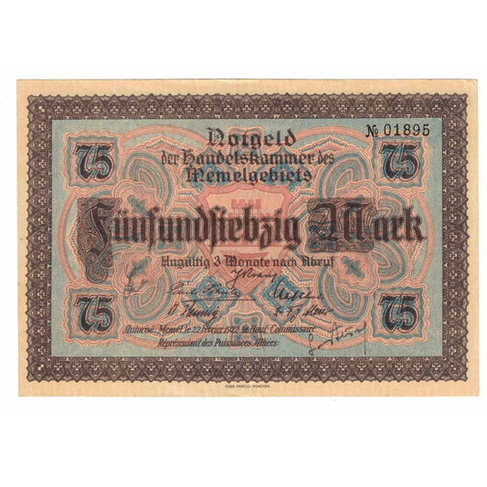 Billet de banque, 
  
  Mémel, 
  
  75 points