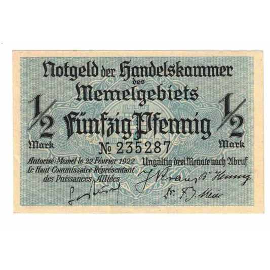 Billet de banque, 
  
  Mémel, 
  
  1/2 point