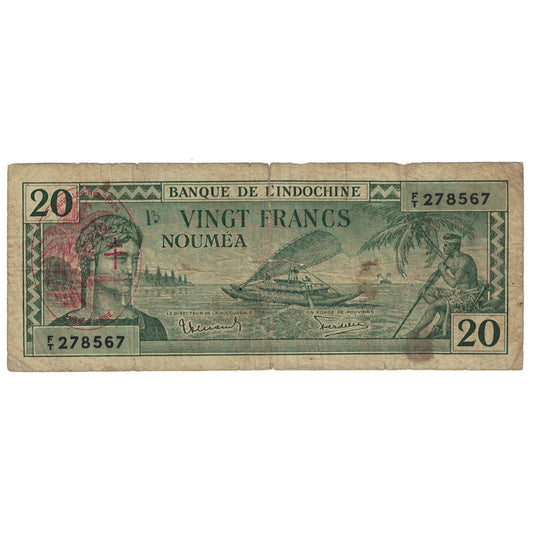 Billet de banque, 

Nouvelles-Hébrides, 

20 francs