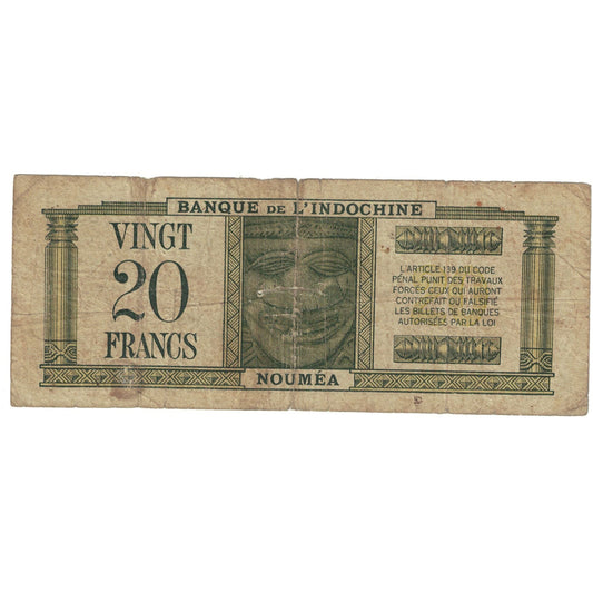 Billet de banque, 

Nouvelles-Hébrides, 

20 francs