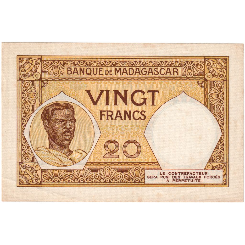 Madagascar, 

20 francs, 

1937