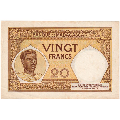 Madagascar, 

20 francs, 

1937