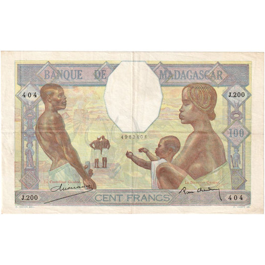 Madagascar, 

100 francs, 

Sans date (vers 1937)