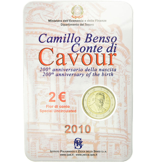 Italie, 
  
  2 euros, 
  
  Comte de Cavour