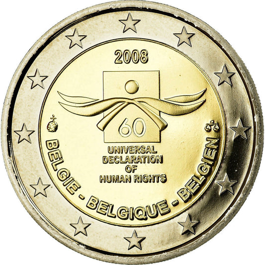 Belgique, 
  
  2 euros, 
  
  Les Droits de L'Homme