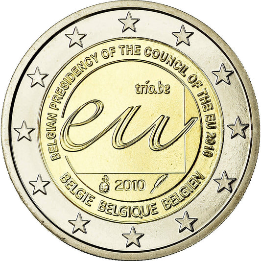 Belgique, 

2 euros, 

Présidence de l'Union européenne