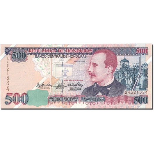 Billet de banque, 
  
  Honduras, 
  
  500 lempiras